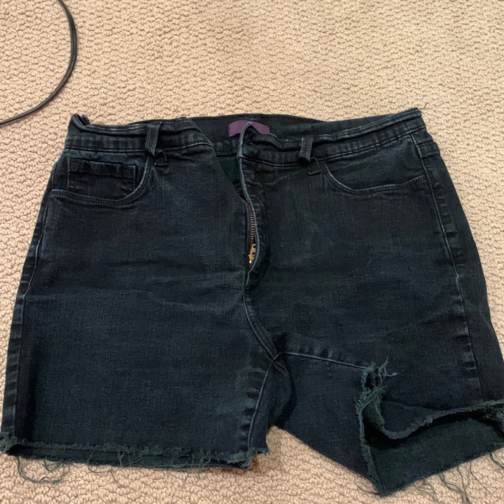 distressed high rise jean shorts